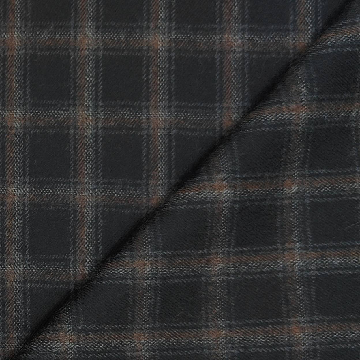Tweed Blazer Fabric OCM Super Fine count 100% Wool Check Colour Charcoal Grey N Light Brown